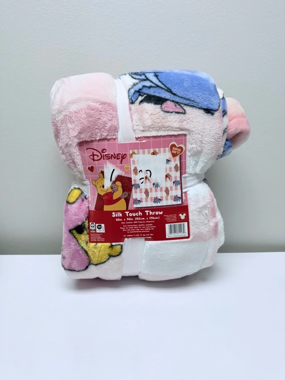New! Disney Pastel Winnie the Pooh & Friends Plush Throw - Pink, Blue, White